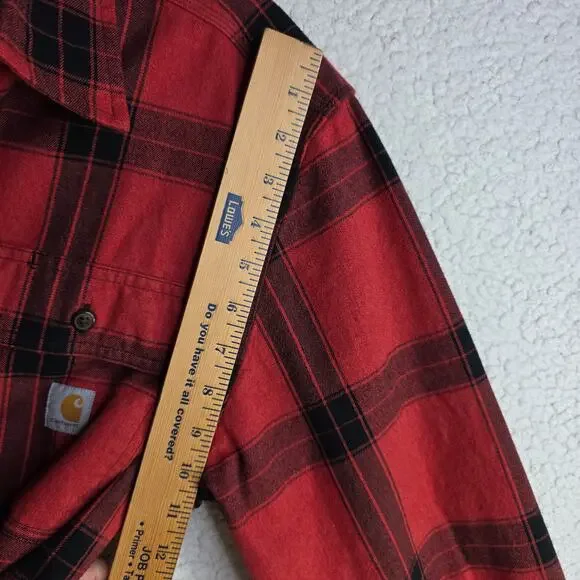 Carhartt Red and Black Plaid Casual Button Down Shirt - Picture 7 of 11